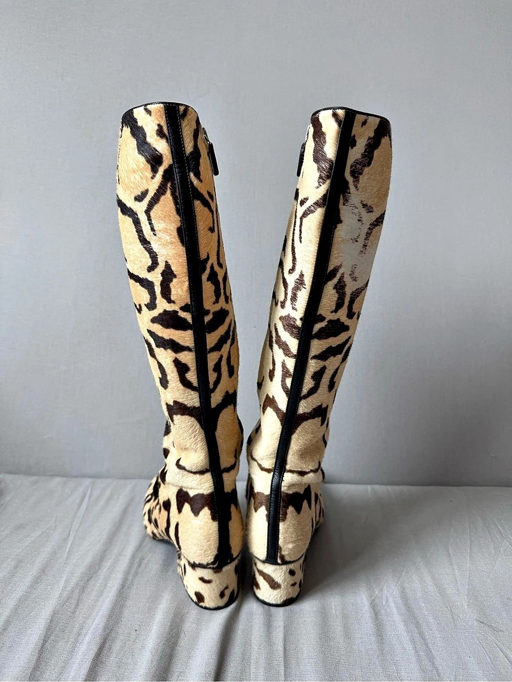 Gucci Leopard Print Pony Hair Lilian Horsebit Knee High Boots FW 2014 Runway - Picture 7 of 13